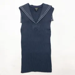 Jean Paul GAULTIER HOMME ジャンポールゴルチエオム ノースリーブニット セーラーカラー コットン ネイビー 日本製 メンズ 48 b00854のサムネイル