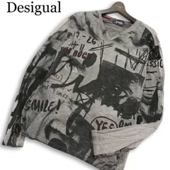 Desigual デシグアル 通年★ 長袖 総柄 プリント 刺繍 カットソー ロンTシャツ Sz.XXL メンズ 灰 グレー 大きいサイズのサムネイル