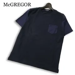 McGREGOR マクレガー 春夏★ 半袖 切替 ロゴ刺繍 Tシャツ カットソー Sz.M メンズ 紺 ネイビー