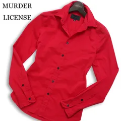 MURDER LICENSE マーダーライセンス 通年 襟袖ワイヤー★ 刺繍 長袖 スリム シャツ Sz.44 メンズ 赤のサムネイル