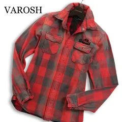 【00s★Y2K】VAROSH ヴァロッシュ 通年 ロゴ刺繍 襟袖ワイヤー 加工 長袖 ウエスタン ブロック チェック シャツ Sz.S メンズのサムネイル