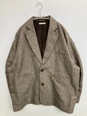 CLASSICAL ELF クラシカルエルフ テーラードジャケット M ブラウン ツイード 無地 ミドル丈 フードなし シングル