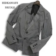 HIDEAWAYS NICOLE ハイダウェイ ニコル 通年 千鳥柄使い 二重襟★ スリム テーラード ジャケット Sz.46 メンズ 灰 グレー