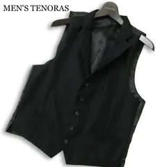 MEN'S TENORAS メンズティノラス 通年 ウール★ ビジネス フォーマル ストライプ ジレ ベスト Sz.M メンズ 黒のサムネイル