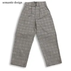 semantic design セマンティック デザイン 通年★ グレンチェック タック ストレッチ スラックス パンツ Sz.M メンズ 灰のサムネイル