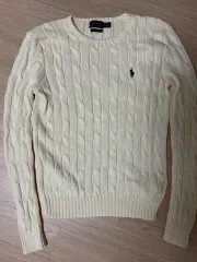 ポロラルフローレン ピマコットン ケーブルニット レディース M アイボリー