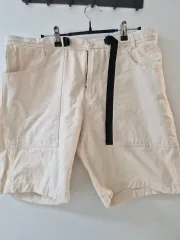 アイボリー ハーフパンツ + ブラック ベルト セット