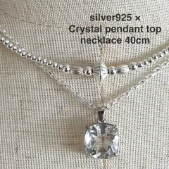 All silver925 ×ファセットカット クリスタル(水晶)のペンダントトップ付き ネックレス40cm シャイニー vw.'Pd
