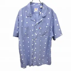 【新品/訳アリ】[印象NB] LEVI'S リーバイス オープンカラーシャツ メンズ M ネイビー 紺×白 綿×レーヨン ボックスカット フレンチフロント 少し薄手 開襟 ドット柄 半袖 両胸ポケットのサムネイル