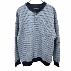 【中古】[印象AB] Golden Bear ゴールデンベア ナイトウェア / ダブルガーゼカットソー メンズ M ネイビー 紺×緑×黒×白 綿×ポリ 胸ポケットにクマの刺繍 パジャマ ボーダー ヘンリーネック 長袖のサムネイル
