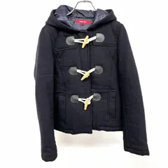 【中古】[印象AB] TOMMY GIRL トミーガール ダッフルパーカー / ジャケット レディース S ダークネイビー(刺繍部分：ラメゴールド) 紺 ウール×ナイロン フードに英字のロゴ刺繍 トグル×ドットボタン留め 内ポケット無し スリムフィット 中綿のサムネイル