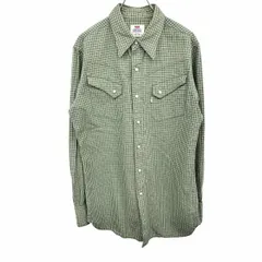 古着 リーバイス LEVI'S ロング丈 ウエスタンシャツ ドットボタン留め チェック 長袖 綿100% M グリーン 緑×白 メンズ(レディース？)