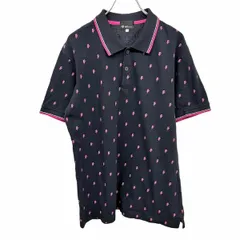【中古】[印象B] THE SHOP TK MIXPICE ザ・ショップ ティーケー ポロシャツ メンズ 3 ピンク ピンク×黒×白 綿100% 裾の両サイドにスリット 雷柄 イナズマ柄 鹿の子 半袖のサムネイル