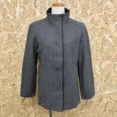 【中古】[印象B] INDIVI インディヴィ レディース 38 メランジグレー ウール×ナイロン 【日本製】 若干薄手 メルトンジャケット 裏地付き ジップ留め 長袖のサムネイル