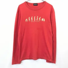 【中古】[印象B] BOYCOTT ボイコット Tシャツ / カットソー メンズ 2 レッド 赤 綿100% コットン プリント 人間の進化 丸首 長袖 ロングスリーブのサムネイル