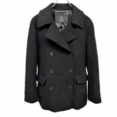 古着 イネド INED ハーフコート 起毛 裏地付き 長袖 無地 ボタン留め ダブル アウター 毛×ナイロン×ポリ 11号 L ブラック 黒 レディース