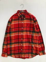 Ralph Lauren ラルフローレン シャツ/ブラウス 160 レッド コットン チェック柄 ワンポイント ブランドロゴ ミドル丈 長袖 ボタンダウン