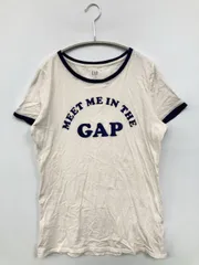 GAP ギャップ Tシャツ/カットソー S ホワイト 前面プリント ブランドロゴ ミドル丈 半袖 クルーネック(丸首)