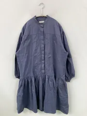 SHIPS any シャツワンピース F ネイビー 無地 長袖 ひざ丈