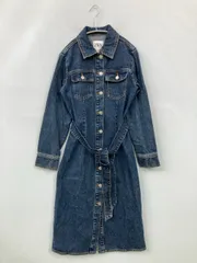 ZARA ザラ シャツワンピース USA XS ブルー デニム 無地 長袖 ロング・マキシ丈
