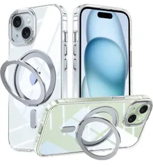 ★iPhone 14 Plus 用 ケース MagSafe対応 アイフォン14 プラス スタンド機能 OURJOY スマホケース 米軍規格取得 耐衝撃 カメラレンズ保護 あいほん14 Plus 透明 携帯ケース ワイアレス充電 ストラップホール付き • クリア