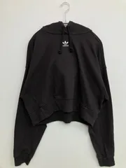 adidas アディダス パーカー M ブラック コットン 無地 ワンポイント ブランドロゴ プルオーバー 長袖