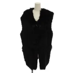 ザラ ZARA ベスト XS 黒 ブラック ファー ノースリーブ Vネック /LP 