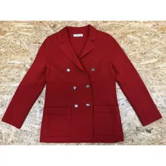 【中古】[印象BC] Ladies NEWYORKER ニューヨーカー レディース サイズ11 RED 赤 ウール100% コート ジャケット 若干薄手 テーラードカラー ダブル 長袖 11のサムネイル