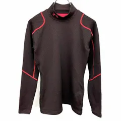 【中古】[印象A] UNDER ARMOUR アンダーアーマー コンプレッションウェア / アンダーシャツ レディース S 赤 赤×黒 内側が微起毛 ハイネック ロゴ刺繍 長袖 ストレッチ ハニカム柄のサムネイル