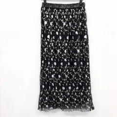 【新品/訳アリ】[印象NB] 【訳アリ】merlot plus メルロープリュス レディース F ブラック 黒 ポリ100% 花柄刺繍オーガンジーロングスカート 裏地付き ボトムス 服のサムネイル