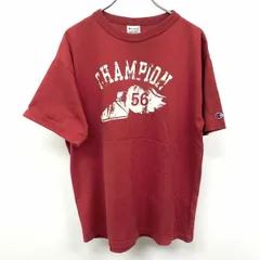 古着 チャンピオン Champion Tシャツ カットソー クラシックプリント ロゴ 丸首 クルーネック 半袖 綿100% コットン L レッド 赤 メンズ 男性