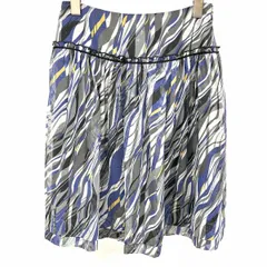 古着 コムサデモード COMME CA DU MODE 薄手 シフォンスカート 総柄 ポリ100%(裏地：キュプラ100%) 9号 M 青系×黄×グレー×黒 レディース