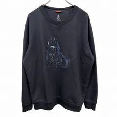 【中古】[印象AB] HUSH PUPPIES ハッシュパピー スウェットシャツ / トレーナー メンズ L ネイビー 紺 綿×ポリ 裏毛 Vガゼット 犬の刺繍 長袖 丸首 古着のサムネイル