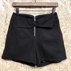 【新品】[印象N] clear クリア レディース M ブラック 黒 ポリ×ウール ショートーパンツ 裏地付き 大きな飾リボン フロントファスナー ウエストゴムのサムネイル