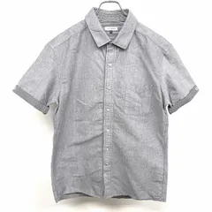 古着 アーヴェヴェオム a.v.v HOMME オックスフォードシャツ 半袖 ストライプ レイヤードカラー ポケット 綿100% 50 ヘザーネイビー 杢紺 メンズ