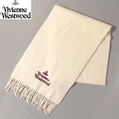 未使用★Vivienne Westwood ロゴ ウール100％ マフラー アイボリー ドウシシャ ヴィヴィアン・ウエストウッド★