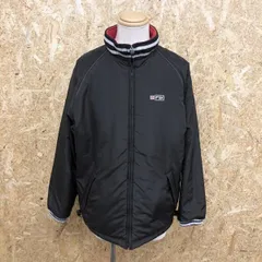 古着 ファーストダウン FIRST DOWN 中綿ジャケット ブルゾン リバーシブル ロゴ 裾に調節ゴム 長袖 ポリ100% M ブラック×レッド 黒×赤 メンズ