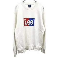 古着 リー Lee スウェットシャツ トレーナー 裏毛 ロゴプリント 英字 文字 長袖 丸首 クルーネック 綿100% L オフホワイト 白系×赤×青 メンズ