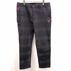 古着 キスマーク kissmark ゴルフ パンツ チェック テーパード ロゴ刺繍 ポリエステル×ポリウレタン 88 パープル系 紫系×紺×黒 メンズ