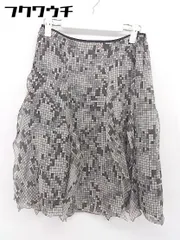 ◇ BODY DRESSING Deluxe 総柄 膝丈 フレア スカート サイズ38 グレー ブラック系 アイボリー レディース 【中古】 【1102030044586】