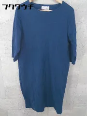 ◇ Ebonyivory エボニーアイボリー 長袖 膝下丈 ワンピース サイズF ネイビー レディース 【中古】 【1002802336102】