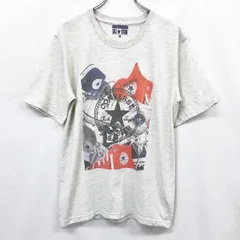 【中古】[印象B] CONVERSE ALL STAR コンバース オールスター Tシャツ メンズ M 杢カラー(オフホワイト×グレー) ロゴ スニーカーのフォトプリント 半袖のサムネイル