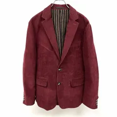 【中古】[印象A] a.v.v HOMME アーヴェヴェオム テーラードジャケット メンズ 46 ワインレッド 赤系 ポリ×綿 内ポケット×２ センターベント コーデュロイ 総裏地 2つボタン留め 長袖のサムネイル