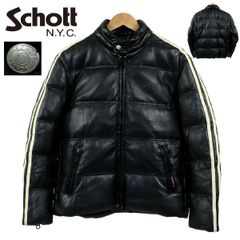 ビッグサイズXL Schott 羊革 シープレザー ダウンジャケット ブラック