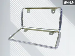 ★割れ無し★ トヨタ 純正 汎用 メッキ ナンバーフレーム ナンバープレート ライセンスフレーム 前後セット 即納 棚のサムネイル
