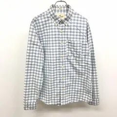 【中古】[印象B] HOLLISTER ホリスター シャツ メンズ S ネイビー系×ホワイト 紺系 綿×ポリウレタン 胸ポケット付き チェック カモメの刺繍 ボタンダウン 長袖のサムネイル