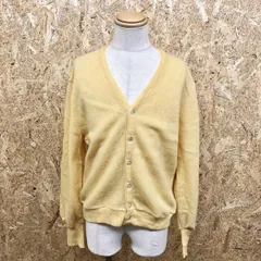 古着 【USA製】 ARNOLD PALMER BY ROBERT BRUCE アーノルドパーマー M メンズ インポート古着 パイルニット カーディガン 長袖 毛100% イエロー