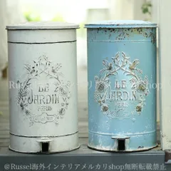 ガーデンオブジェ ゴミ箱 ヴィンテージ調 庭用 シャビー加工 グリーン ホワイト ブルー ダストボックス ヨーロピアン ガーデニング 雑貨 ガーデン雑貨 ガーデンインテリア ガーデン インテリア 庭の装飾 お洒落 おしゃれ 8-14
