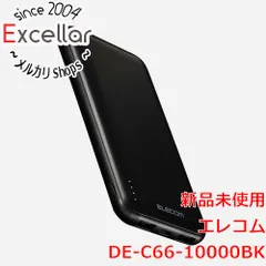 [bn:2] ELECOM　薄型コンパクトモバイルバッテリー 10000mAh DE-C66-10000BK　ブラック