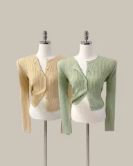 スリムフィット ゴージ ニット ショート カーディガン (T4993)